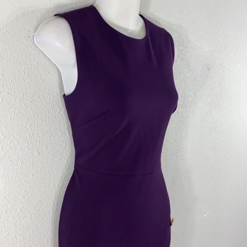 NWT DKNY purple faux leather detail sheath dress X1